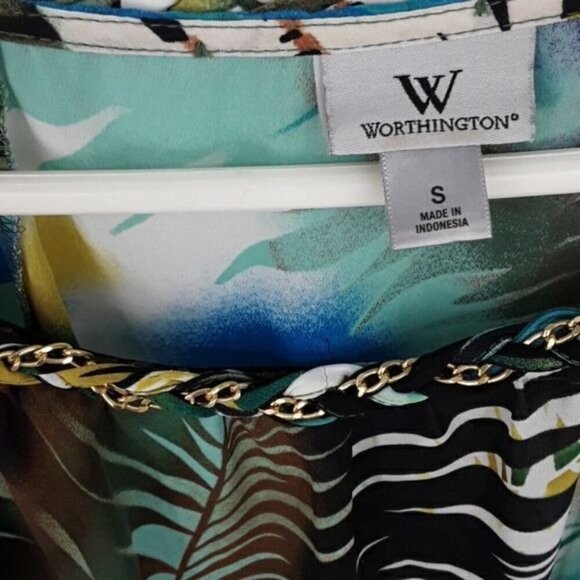 Worthington Blouse Tropical Dolman Sleeve Womens Size Small - Picture 3 of 7